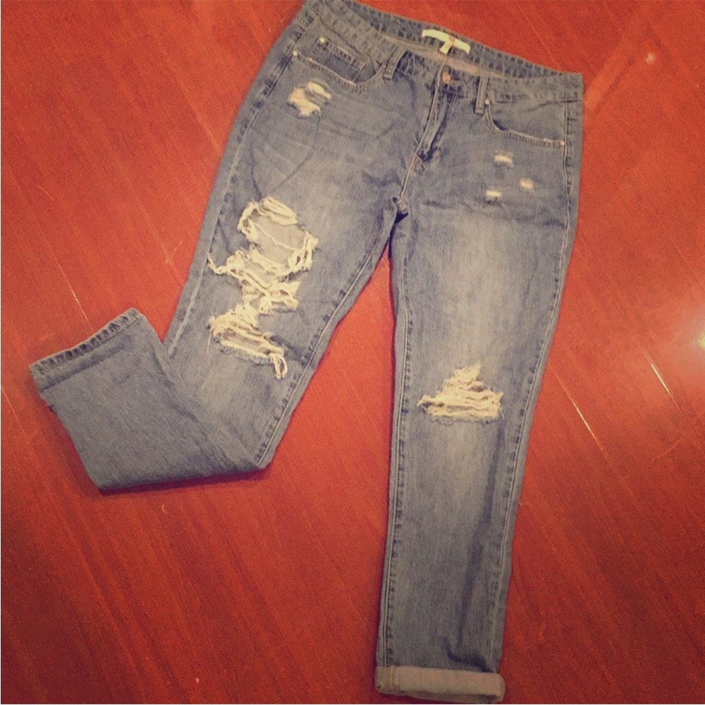 Distressed Blue Jeans